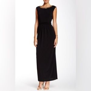 Ellen Tracy Womens Size 14 Black Sleeveless Evening/ Gown Rhinestones Beaded